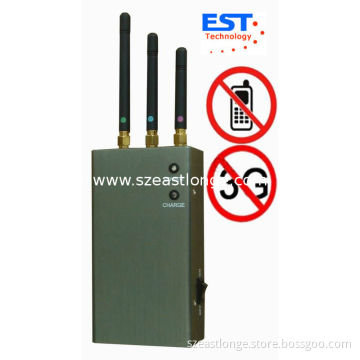 Cdma / Gsm Portable Cell Phone Jammer Blocker Est-808hc With 3 Antenna